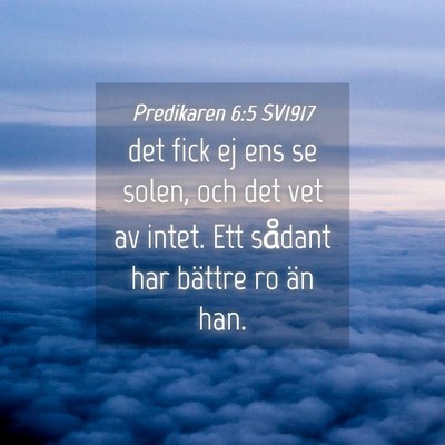 Picture 04 - Predikaren 6:5 SV1917 - det fick ej ens se solen, och det vet av intet. - Bible Verse Picture