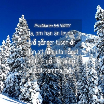 Picture 04 - Predikaren 6:6 SV1917 - Ja, om han än levde i två gånger tusen år - Bible Verse Picture