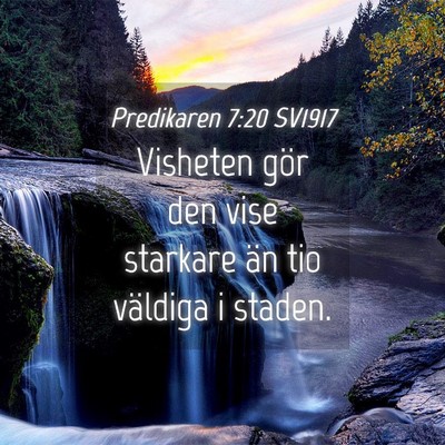 Picture 04 - Predikaren 7:20 SV1917 - Visheten gör den vise starkare än tio väldiga - Bible Verse Picture