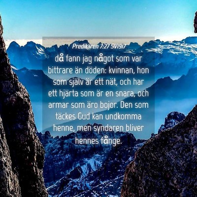 Picture 04 - Predikaren 7:27 SV1917 - då fann jag något som var bittrare än döden: - Bible Verse Picture