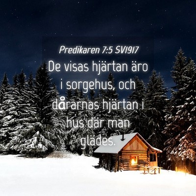 Picture 04 - Predikaren 7:5 SV1917 - De visas hjärtan äro i sorgehus, och dårarnas - Bible Verse Picture