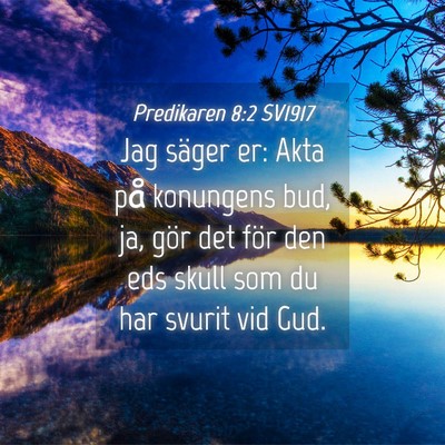 Picture 04 - Predikaren 8:2 SV1917 - Jag säger er: Akta på konungens bud, ja, gör - Bible Verse Picture