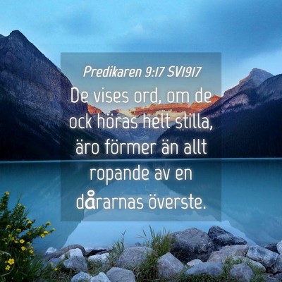 Picture 04 - Predikaren 9:17 SV1917 - De vises ord, om de ock höras helt stilla, äro - Bible Verse Picture