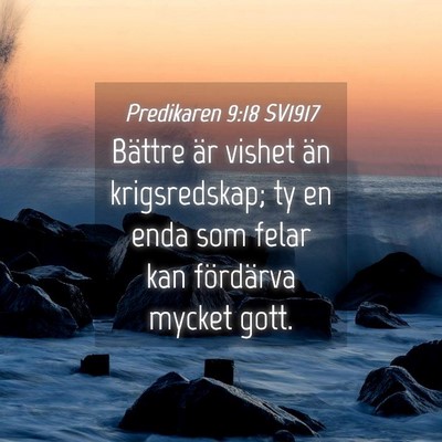Picture 04 - Predikaren 9:18 SV1917 - Bättre är vishet än krigsredskap; ty en enda - Bible Verse Picture