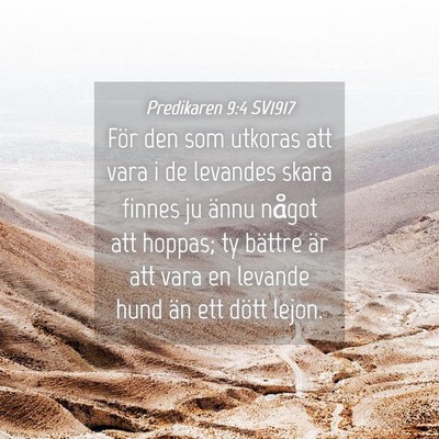 Picture 04 - Predikaren 9:4 SV1917 - För den som utkoras att vara i de levandes skara - Bible Verse Picture