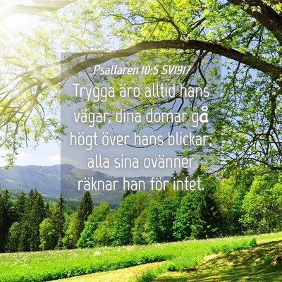 Picture 04 - Psaltaren 10:5 SV1917 - Trygga äro alltid hans vägar, dina domar gå - Bible Verse Picture