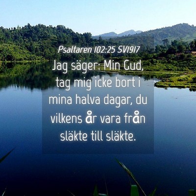 Picture 04 - Psaltaren 102:25 SV1917 - Jag säger: Min Gud, tag mig icke bort i mina - Bible Verse Picture