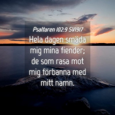 Picture 04 - Psaltaren 102:9 SV1917 - Hela dagen smäda mig mina fiender; de som rasa - Bible Verse Picture