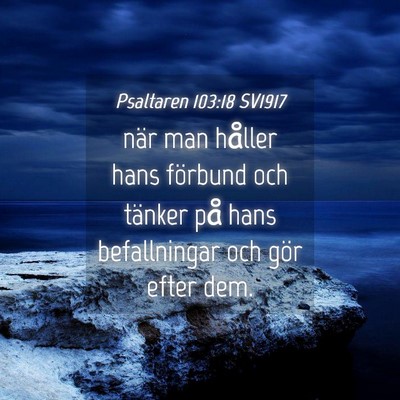 Picture 04 - Psaltaren 103:18 SV1917 - när man håller hans förbund och tänker på - Bible Verse Picture