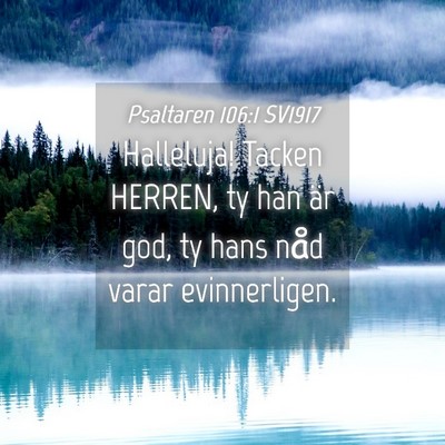 Picture 04 - Psaltaren 106:1 SV1917 - Halleluja! Tacken HERREN, ty han är god, ty hans - Bible Verse Picture
