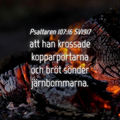 Picture 04 - Psaltaren 107:16 SV1917 - att han krossade kopparportarna och bröt sönder - Bible Verse Picture