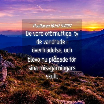 Picture 04 - Psaltaren 107:17 SV1917 - De voro oförnuftiga, ty de vandrade i - Bible Verse Picture
