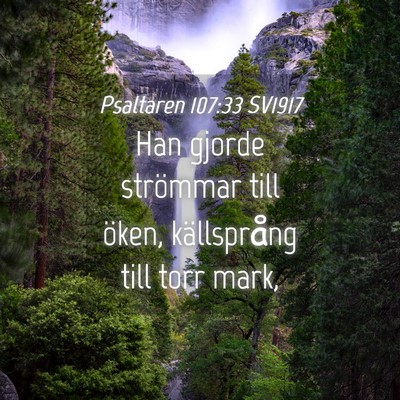 Picture 04 - Psaltaren 107:33 SV1917 - Han gjorde strömmar till öken, källsprång - Bible Verse Picture