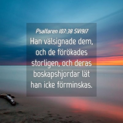 Picture 04 - Psaltaren 107:38 SV1917 - Han välsignade dem, och de förökades - Bible Verse Picture