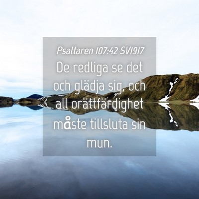 Picture 04 - Psaltaren 107:42 SV1917 - De redliga se det och glädja sig, och all - Bible Verse Picture