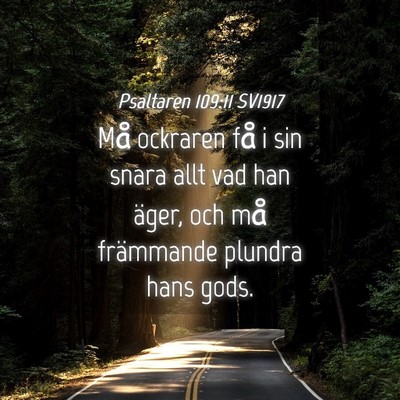 Picture 04 - Psaltaren 109:11 SV1917 - Må ockraren få i sin snara allt vad han äger, - Bible Verse Picture