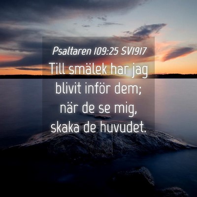Picture 04 - Psaltaren 109:25 SV1917 - Till smälek har jag blivit inför dem; när de - Bible Verse Picture