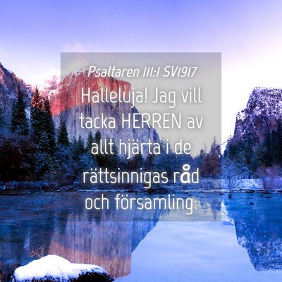 Picture 04 - Psaltaren 111:1 SV1917 - Halleluja! Jag vill tacka HERREN av allt hjärta - Bible Verse Picture