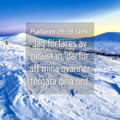 Picture 04 - Psaltaren 119:139 SV1917 - Jag förtäres av nitälskan, därför att mina - Bible Verse Picture