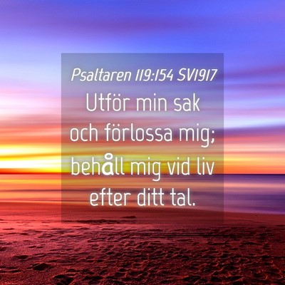 Picture 04 - Psaltaren 119:154 SV1917 - Utför min sak och förlossa mig; behåll mig vid - Bible Verse Picture