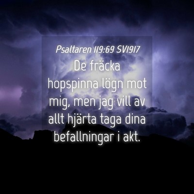 Picture 04 - Psaltaren 119:69 SV1917 - De fräcka hopspinna lögn mot mig, men jag vill - Bible Verse Picture