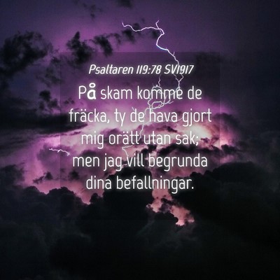 Picture 04 - Psaltaren 119:78 SV1917 - På skam komme de fräcka, ty de hava gjort mig - Bible Verse Picture