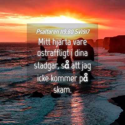 Picture 04 - Psaltaren 119:80 SV1917 - Mitt hjärta vare ostraffligt i dina stadgar, så - Bible Verse Picture