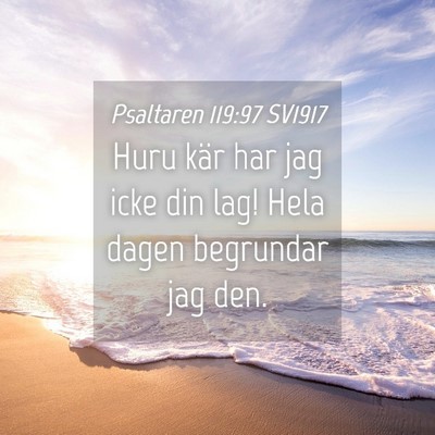 Picture 04 - Psaltaren 119:97 SV1917 - Huru kär har jag icke din lag! Hela dagen - Bible Verse Picture