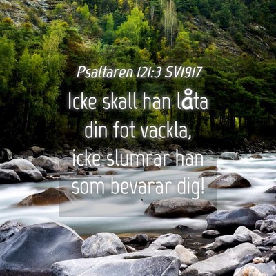 Picture 04 - Psaltaren 121:3 SV1917 - Icke skall han låta din fot vackla, icke slumrar - Bible Verse Picture