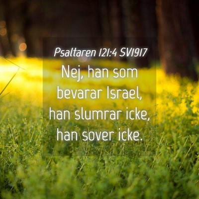 Picture 04 - Psaltaren 121:4 SV1917 - Nej, han som bevarar Israel, han slumrar icke, - Bible Verse Picture