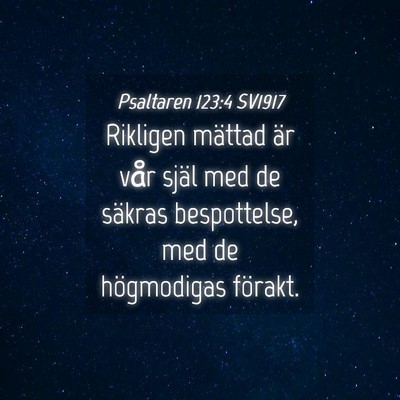 Picture 04 - Psaltaren 123:4 SV1917 - Rikligen mättad är vår själ med de säkras - Bible Verse Picture
