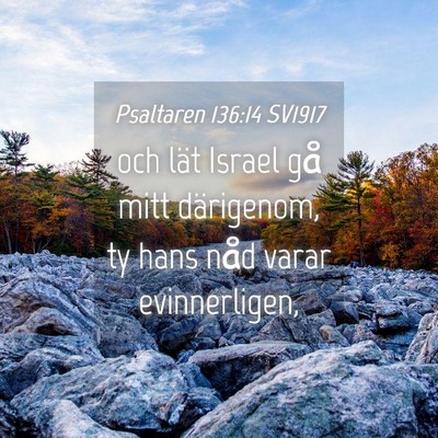 Picture 04 - Psaltaren 136:14 SV1917 - och lät Israel gå mitt därigenom, ty hans nåd - Bible Verse Picture