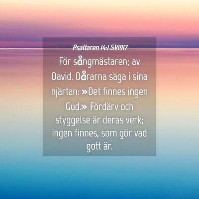 Picture 04 - Psaltaren 14:1 SV1917 - För sångmästaren; av David. Dårarna säga i - Bible Verse Picture