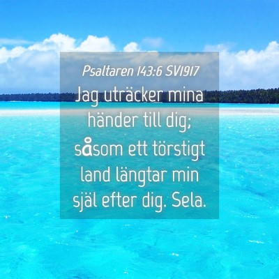Picture 04 - Psaltaren 143:6 SV1917 - Jag uträcker mina händer till dig; såsom ett - Bible Verse Picture