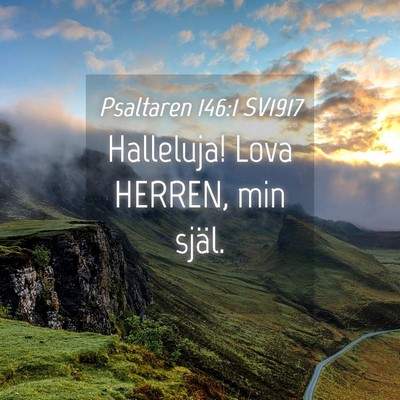 Picture 04 - Psaltaren 146:1 SV1917 - Halleluja! Lova HERREN, min - Bible Verse Picture