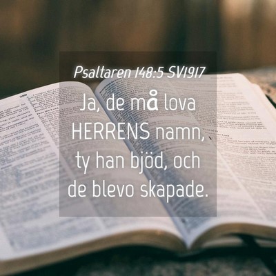 Picture 04 - Psaltaren 148:5 SV1917 - Ja, de må lova HERRENS namn, ty han bjöd, och - Bible Verse Picture