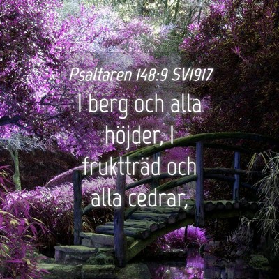 Picture 04 - Psaltaren 148:9 SV1917 - I berg och alla höjder, I fruktträd och alla - Bible Verse Picture