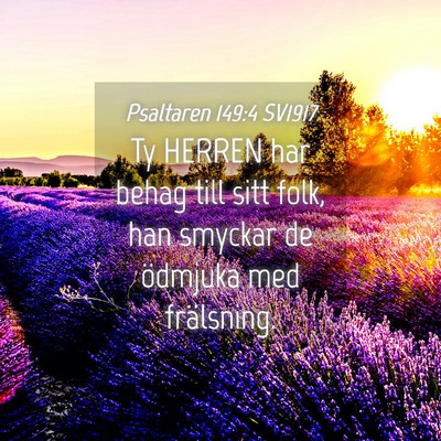 Picture 04 - Psaltaren 149:4 SV1917 - Ty HERREN har behag till sitt folk, han smyckar - Bible Verse Picture