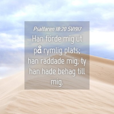 Picture 04 - Psaltaren 18:20 SV1917 - Han förde mig ut på rymlig plats; han räddade - Bible Verse Picture