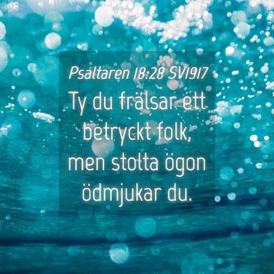 Picture 04 - Psaltaren 18:28 SV1917 - Ty du frälsar ett betryckt folk, men stolta - Bible Verse Picture