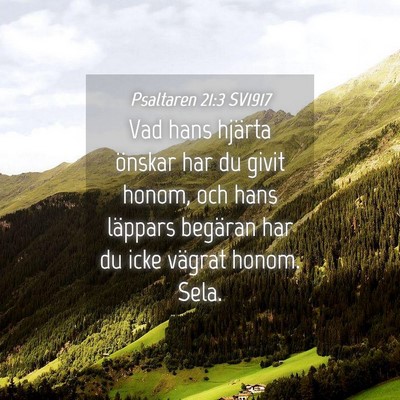 Picture 04 - Psaltaren 21:3 SV1917 - Vad hans hjärta önskar har du givit honom, och - Bible Verse Picture