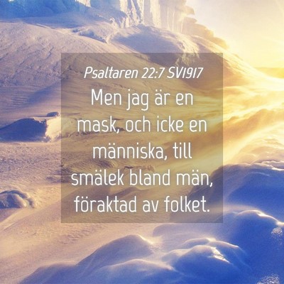 Picture 04 - Psaltaren 22:7 SV1917 - Men jag är en mask, och icke en människa, till - Bible Verse Picture