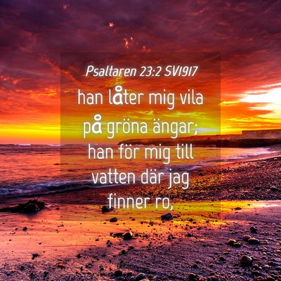 Picture 04 - Psaltaren 23:2 SV1917 - han låter mig vila på gröna ängar; han för - Bible Verse Picture