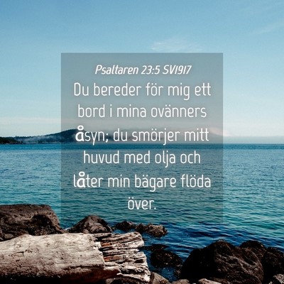 Picture 04 - Psaltaren 23:5 SV1917 - Du bereder för mig ett bord i mina ovänners - Bible Verse Picture