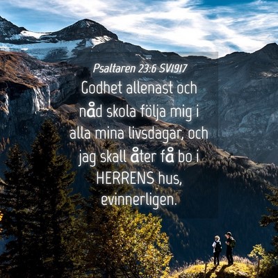 Picture 04 - Psaltaren 23:6 SV1917 - Godhet allenast och nåd skola följa mig i alla - Bible Verse Picture