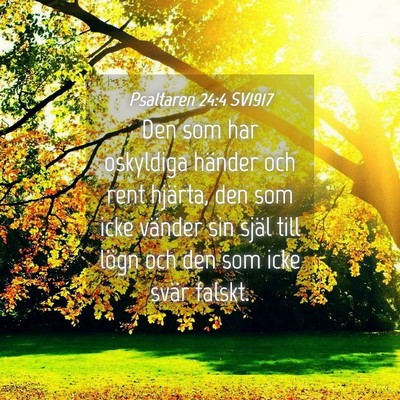 Picture 04 - Psaltaren 24:4 SV1917 - Den som har oskyldiga händer och rent hjärta, - Bible Verse Picture