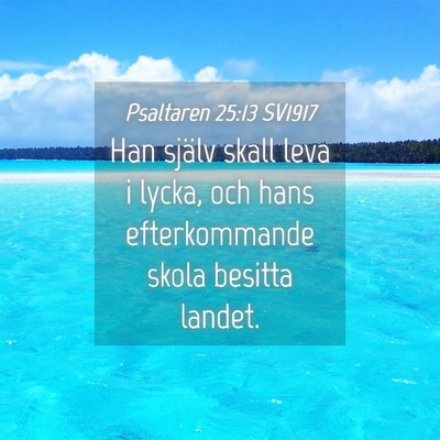 Picture 04 - Psaltaren 25:13 SV1917 - Han själv skall leva i lycka, och hans - Bible Verse Picture