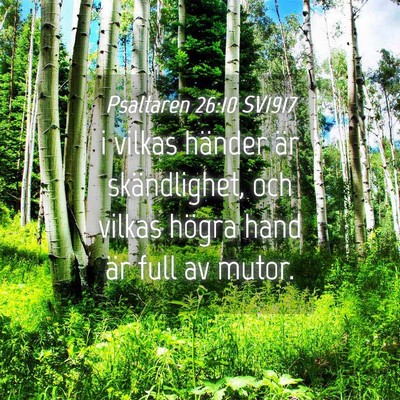 Picture 04 - Psaltaren 26:10 SV1917 - i vilkas händer är skändlighet, och vilkas - Bible Verse Picture