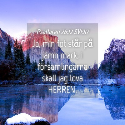 Picture 04 - Psaltaren 26:12 SV1917 - Ja, min fot står på jämn mark; i - Bible Verse Picture