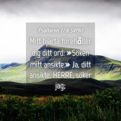 Picture 04 - Psaltaren 27:8 SV1917 - Mitt hjärta förehåller dig ditt ord: »Söken - Bible Verse Picture